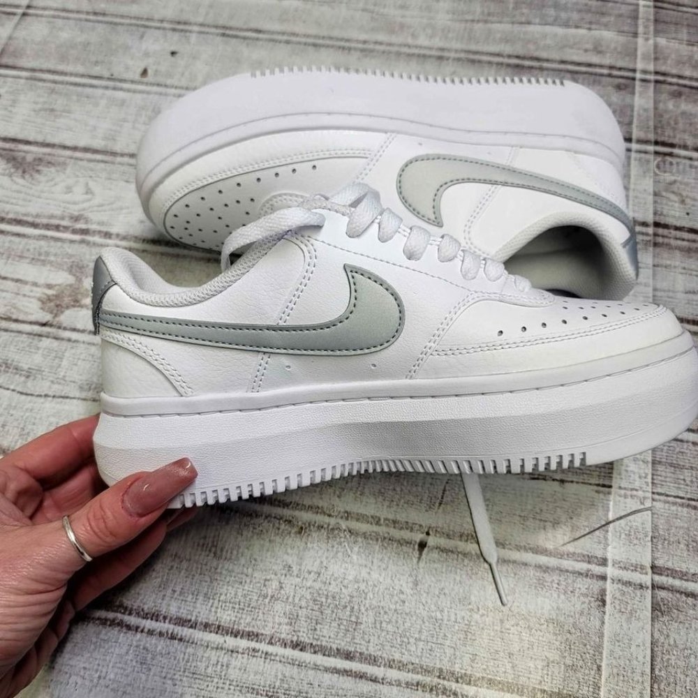 Nike Court Vision Alta Ltr White Silver Shoes DM0113-101 Women's